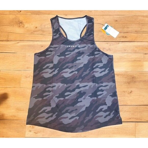 YoungLA Tank Men's Size Small Camo Blk Performance Line Hydrocool Racerback NWT - Picture 1 of 9